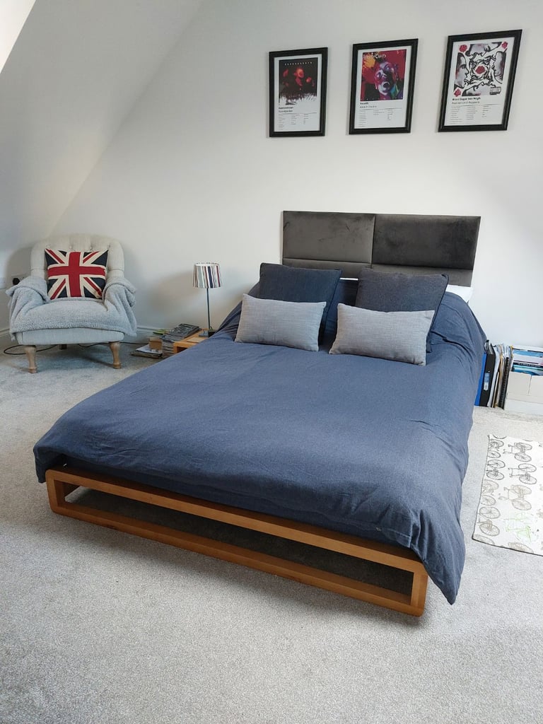 Head board for Double Bed Padded Dark Grey