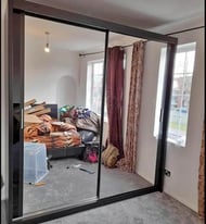 **FREE DELIVERY**BERLIN 2 DOOR SLIDING WARDROBE WITH FULL MIRROR -EXPRESS DELIVERY**