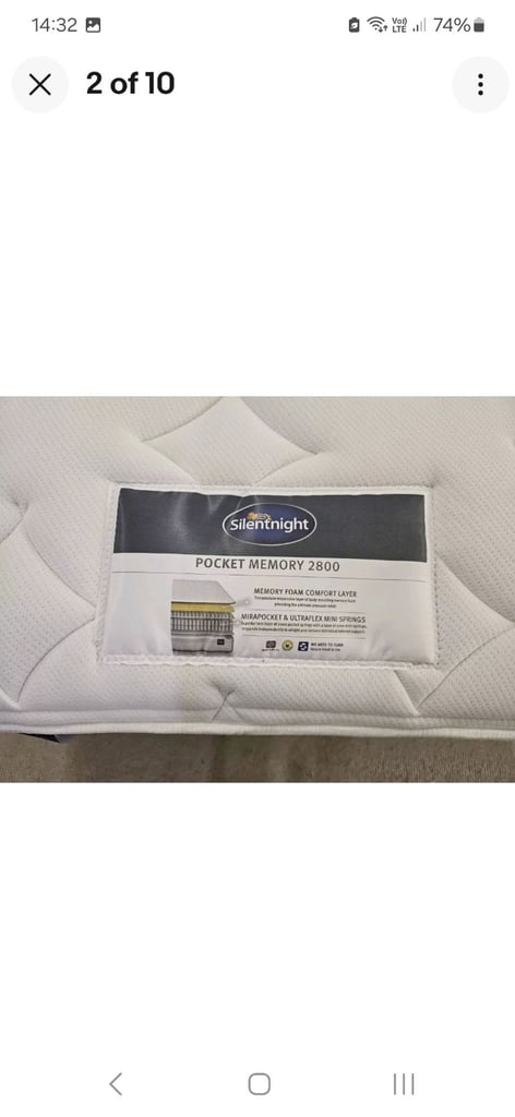 Silentnight 2800 Pocket Memory Mattress, 3ft Single (Brand New)