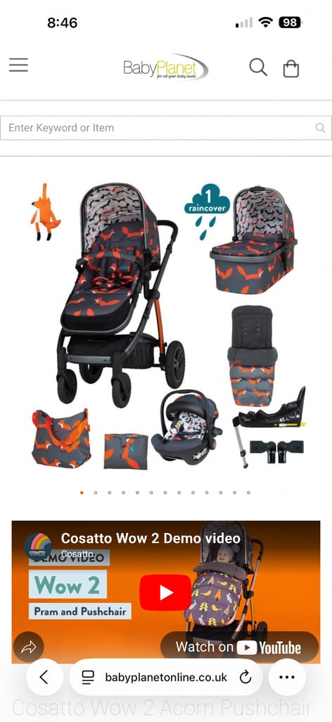 image for Cosatto double pram with car seat, extras 