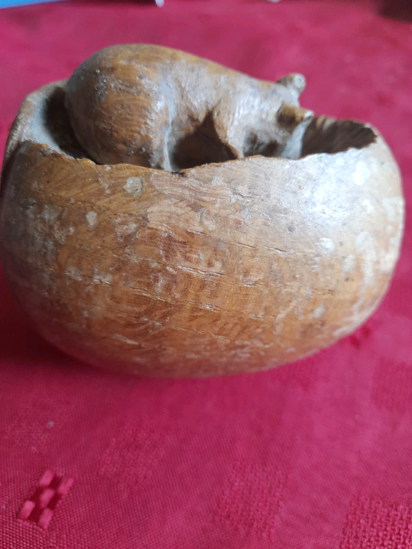 Wooden Mouse with Apple Carving