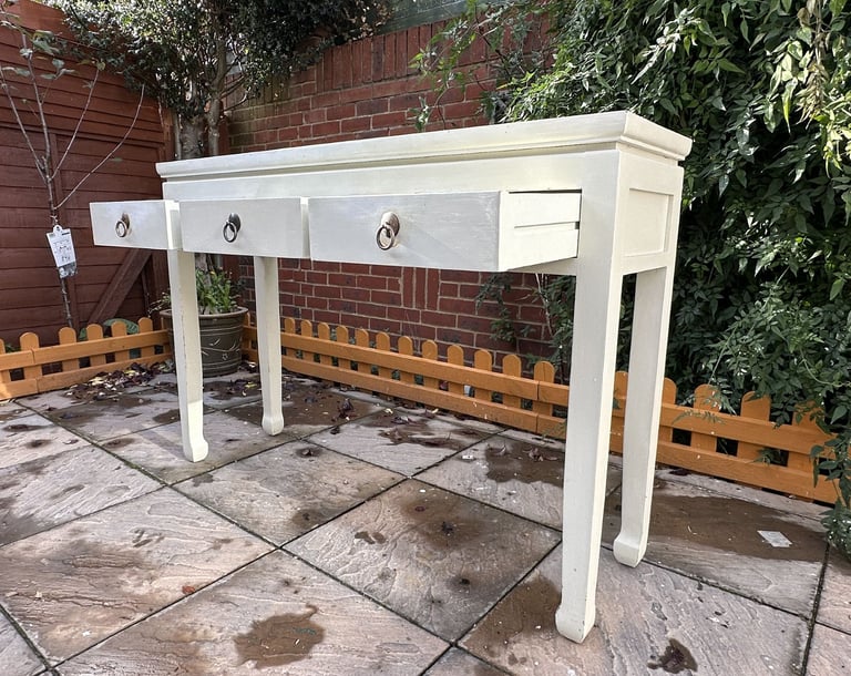 Lombok MANDARA Solid Wood 3 Draw Console / Hallway Table – Good Condition, RRP £515