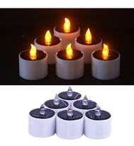 6Pcs Flameless Flickering Candles Solar Powered and Battery Operated Led Tea Light Candles 