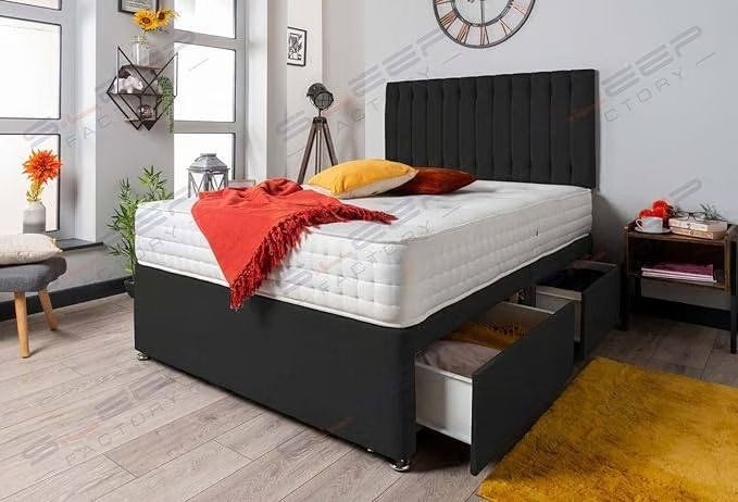 Double Bed with Headboard and Mattress  - Free Home Delivery _ Cash On Delivery 