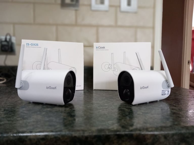 image for 2 x ieGeek Battery Cameras ZS-GX2S plus solar panels.