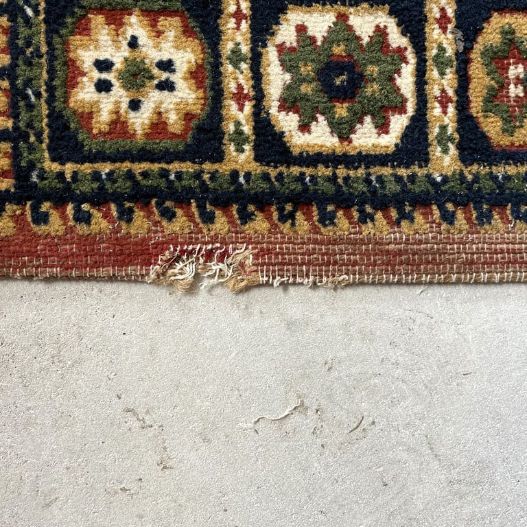 Vintage, large, area rug. Faded, distressed, worn. Farmhouse, country house look. COLLECT ONLY.