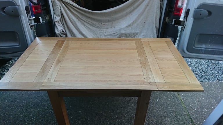 image for Oak extendable dining table and 4 chairs