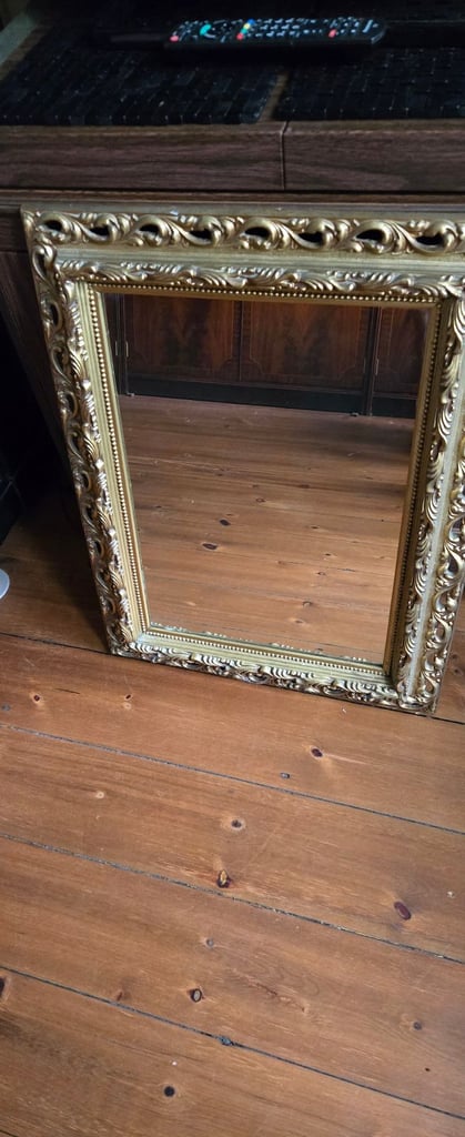 Large ornate gold resin frame mirror