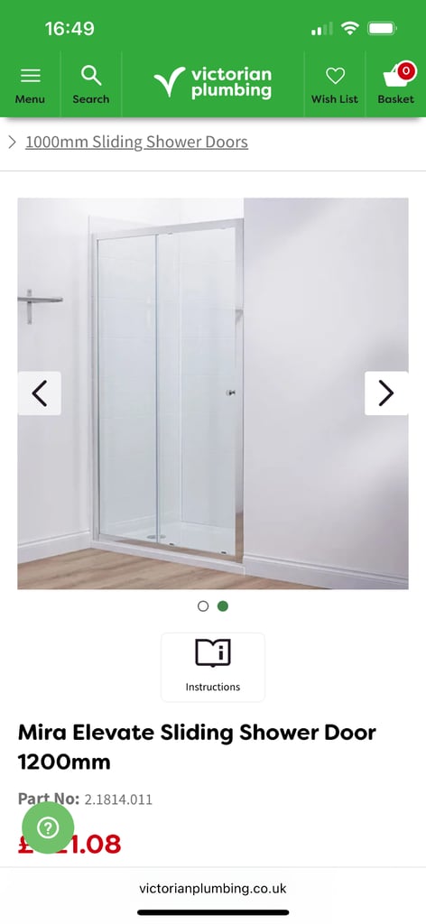 image for Mira shower door 1200