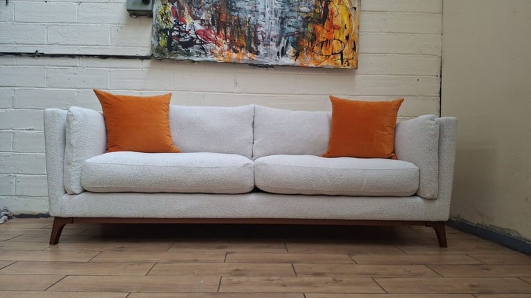 John lewis Trim 3 seater sofa in white boucle fabric RRP £2000