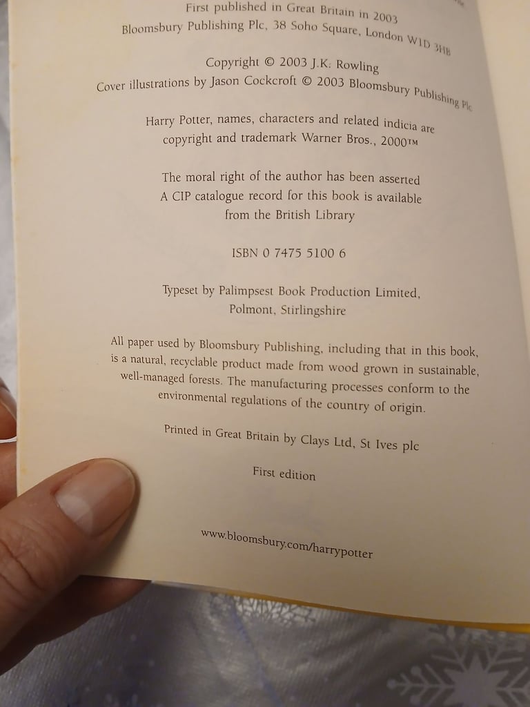 First edition Harry Potter and the Order of the Phoenix 