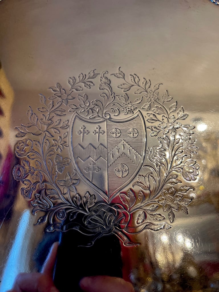 Large antique sterling silver Georgian hallmarked salver / tray 925