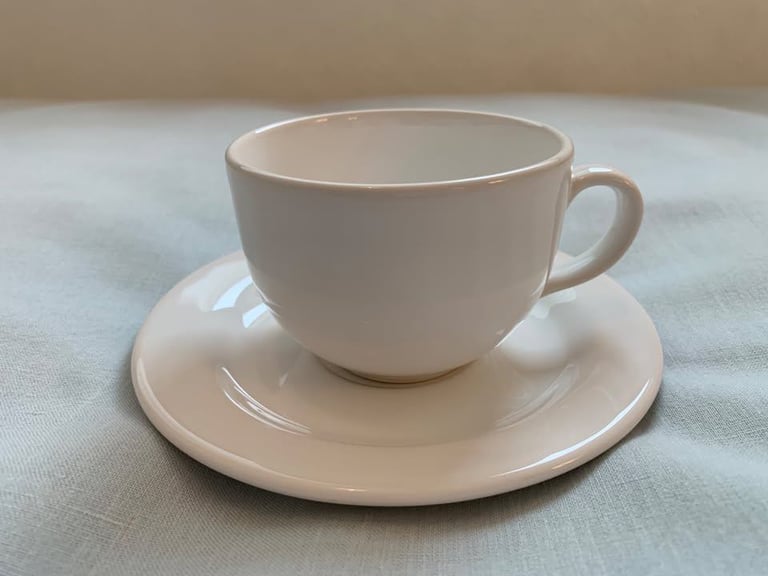 Used once - Six White Cups and Saucers