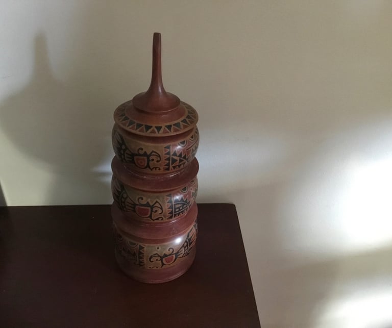 Unusual Asian Wooden Trinket/Jewellery Tower
