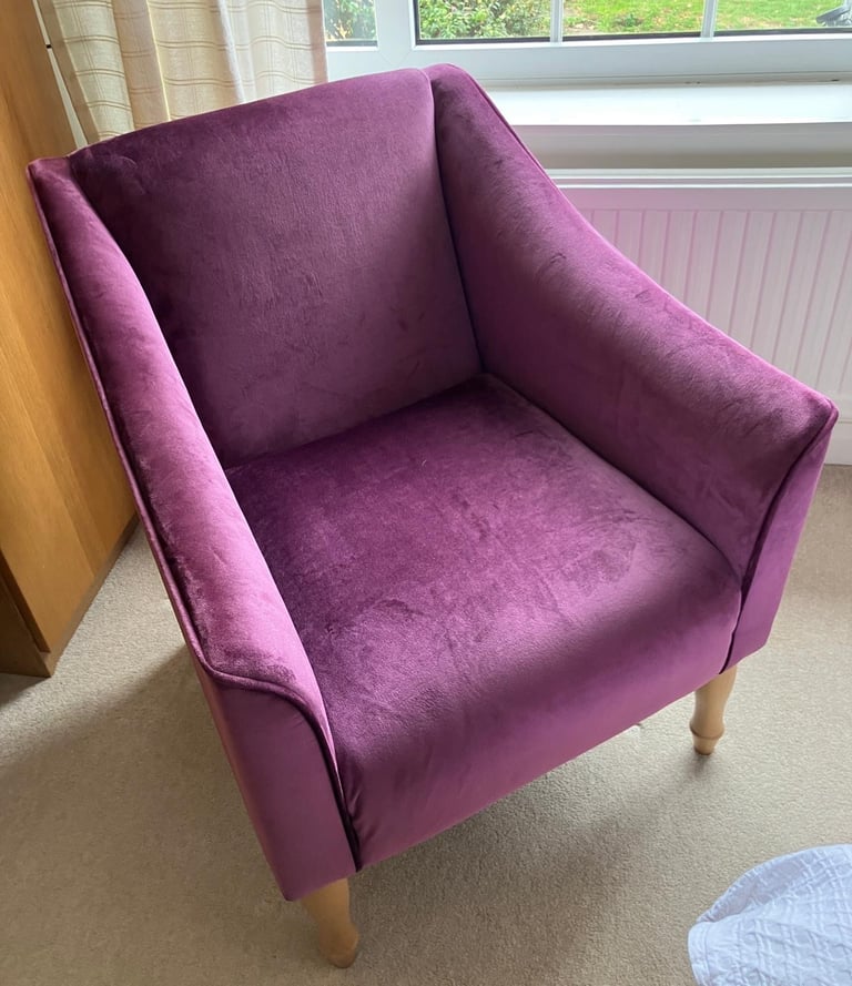Purple velvet armchair from Laura Ashley. 