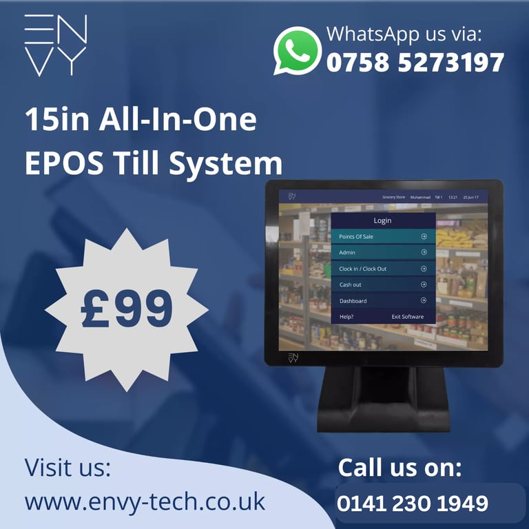 Full Touchscreen EPOS System for Takeaway POS Cash Register Till Delivery Fast Food Pizza Curry Shop