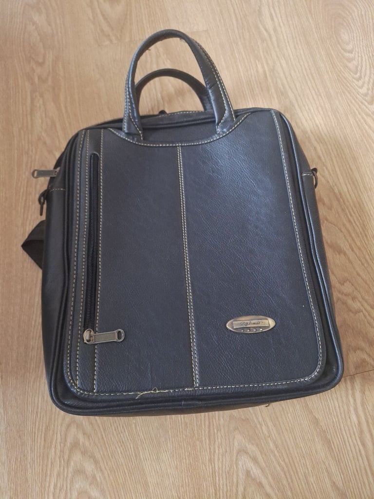 image for Black Leather Laptop / Document Bag — Excellent Condition