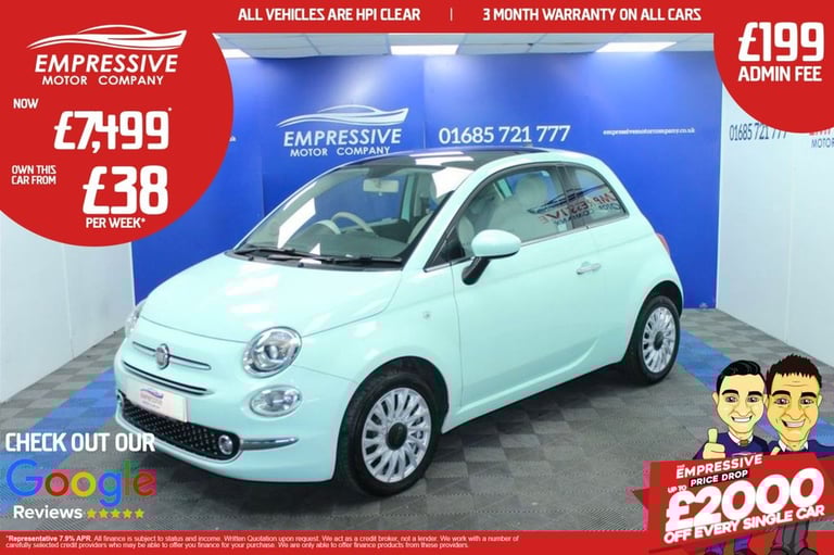 image for 2018 18 FIAT 500 1.2 LOUNGE HATCHBACK 3DR PETROL MANUAL EURO 6 (S/S) (69 BHP)