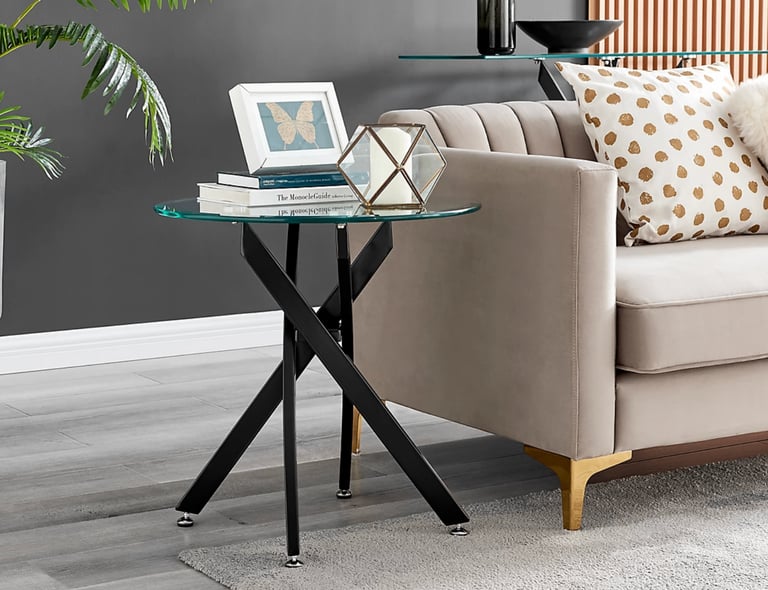 Novara Round Tempered Glass Side Coffee Table, RRP 90£