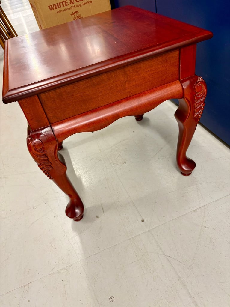 Beautiful Solid Wood Queen Anne style Side Table with drawer.