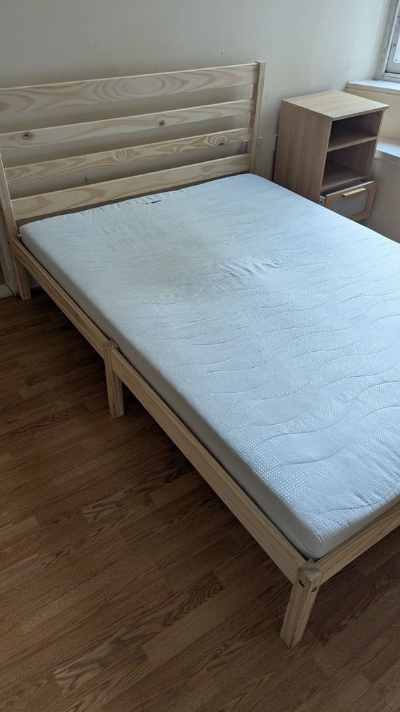 Small Double Wooden Bed Frame + Mattress! 