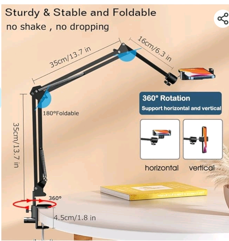 Overhead Tripod Mount Articulating Arm,Long Video Webcam Stand