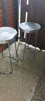 2x solid industrial look bar/breakfast stools 