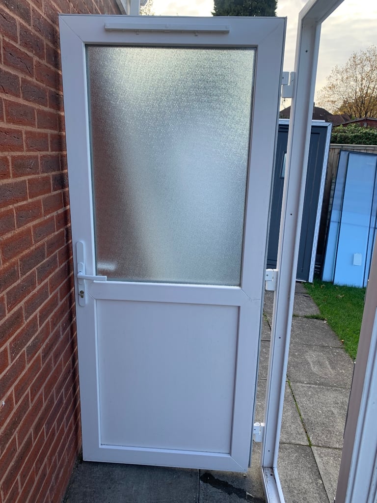 UPVC DOUBLE GLAZED BACK DOOR SIDE DOOR & KEY 92cm WIDE 204cm HIGH Can Deliver