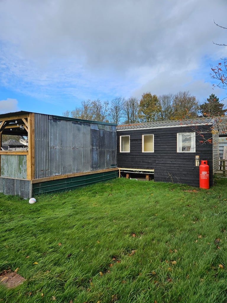 Static caravan with timber structure