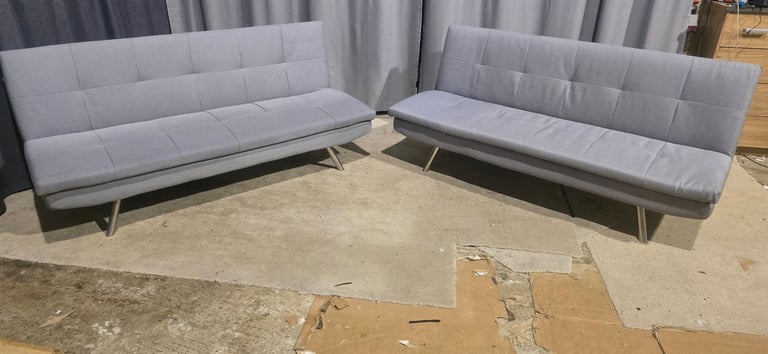 image for Fabric 3 seater click clack sofa bed grey