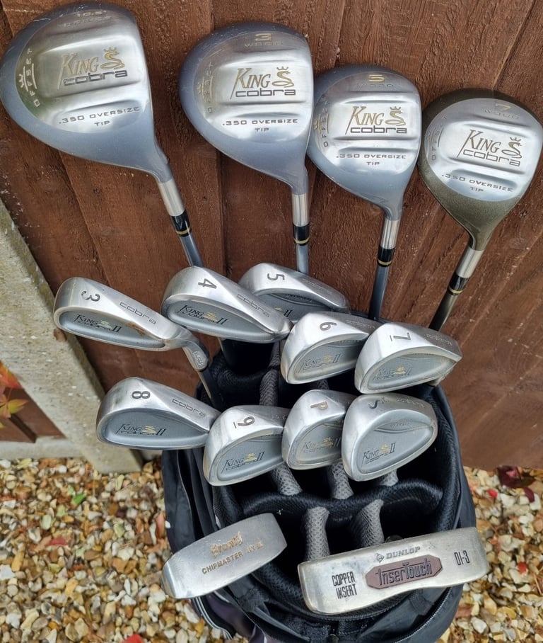 KING COBRA - OFFSET 3-SW, 1-3-5-7, Chipper wedge, putter, CALLAWAY bag, trolley & EXTRA's