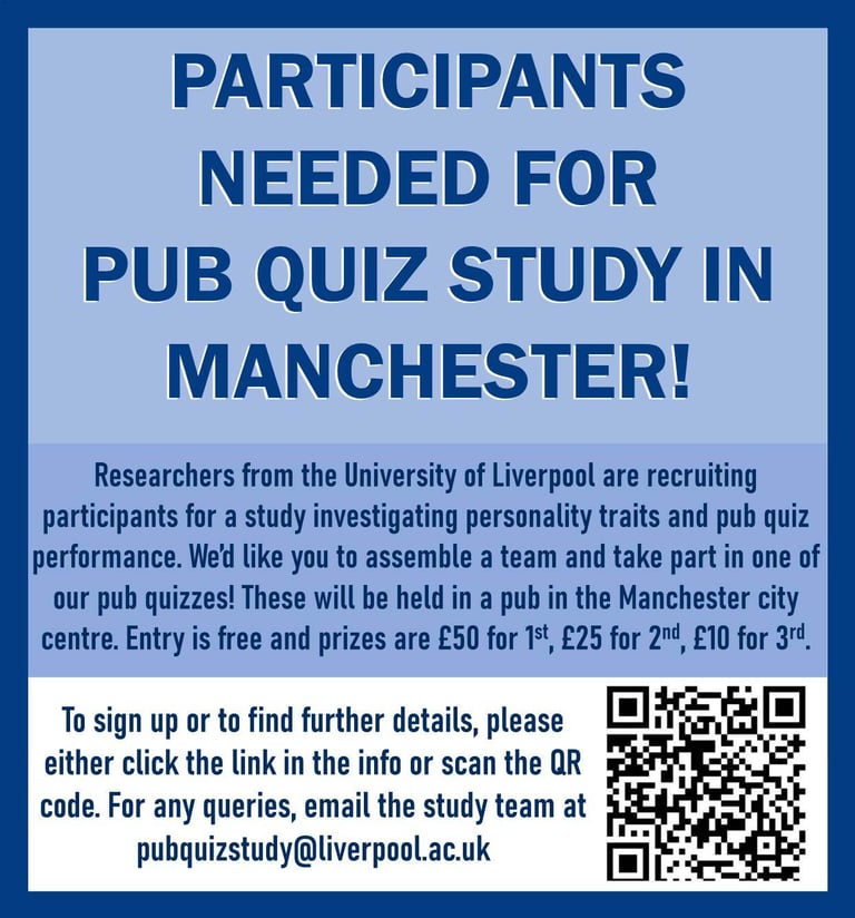 Participants Needed for Pub Quiz Study!