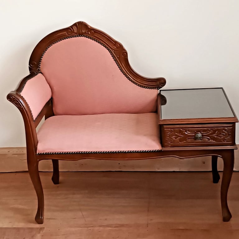 image for Vintage Telephone Chair Seat with Table and Drawer – Very Good Condition