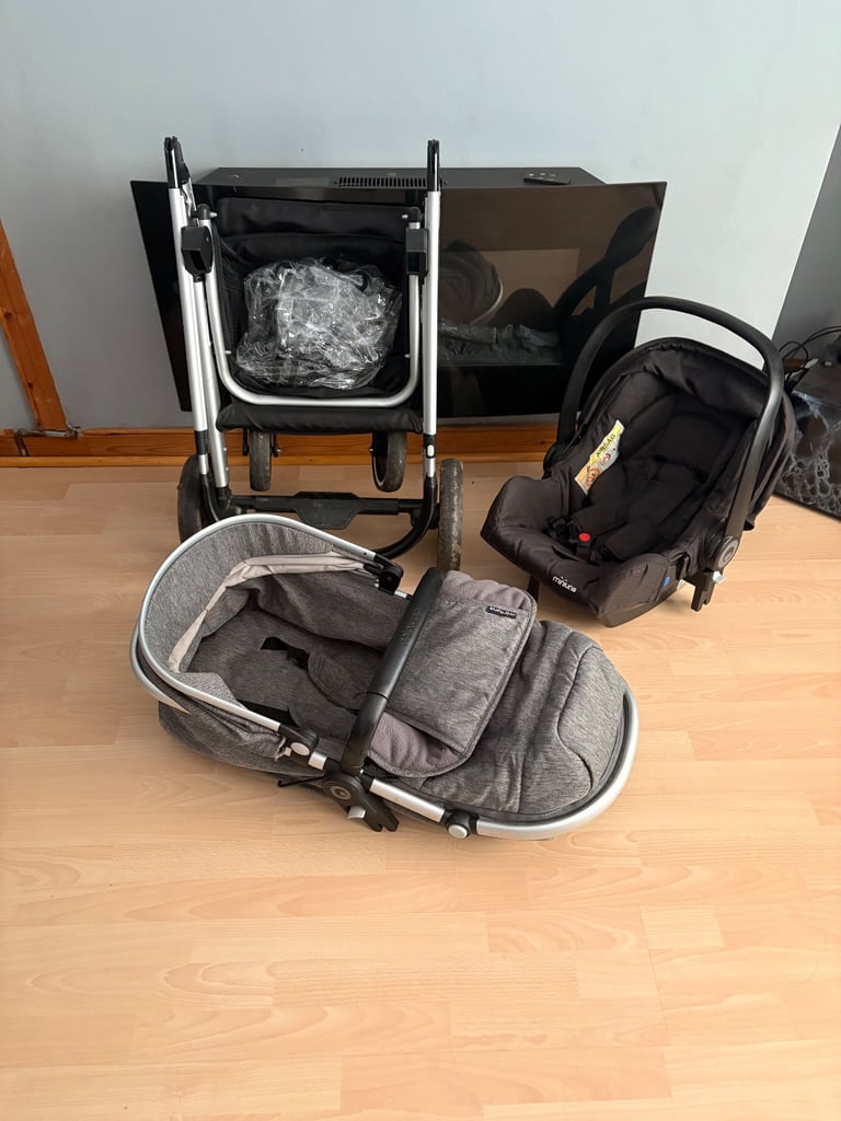 3 - 1 baby pram miniuno grey