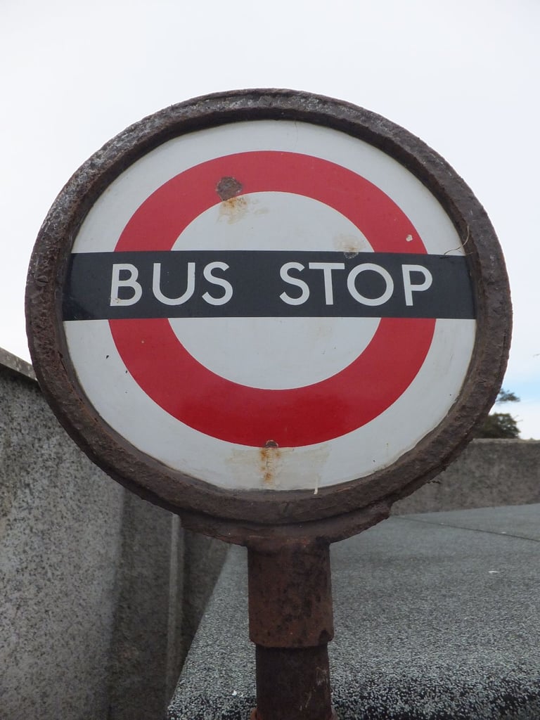 image for Double Sided Enamel Rare LONDON bus stop MODS colours very heavy in weight 2 images signs