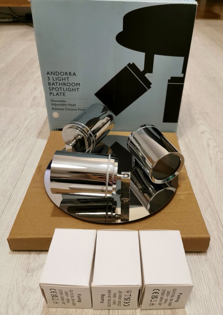 John Lewis Andorra LED 3 Arm Ceiling Plate Light Chrome RRP90 - Light number 2