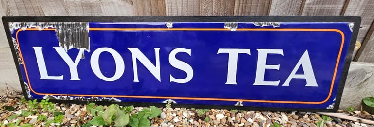 image for Enamel Vintage Lyons Tea Advertising Sign  (mounted)