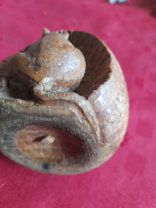 Wooden Mouse with Apple Carving