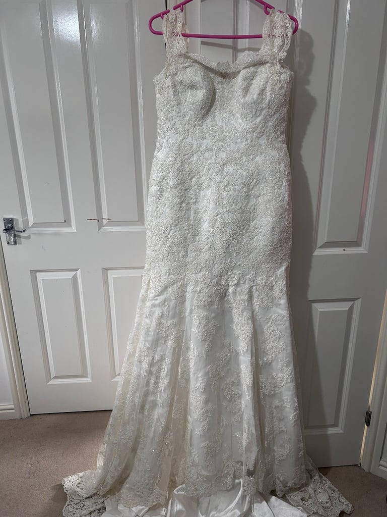 Ivory Wedding Dress and Long Veil size 10/12