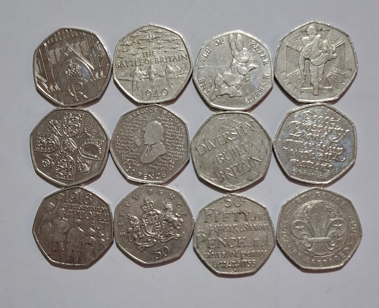 image for 12 commerative 50p coins 