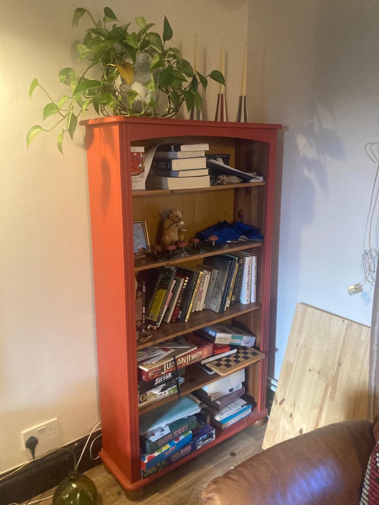 image for Red painted pine interior bookshelf
