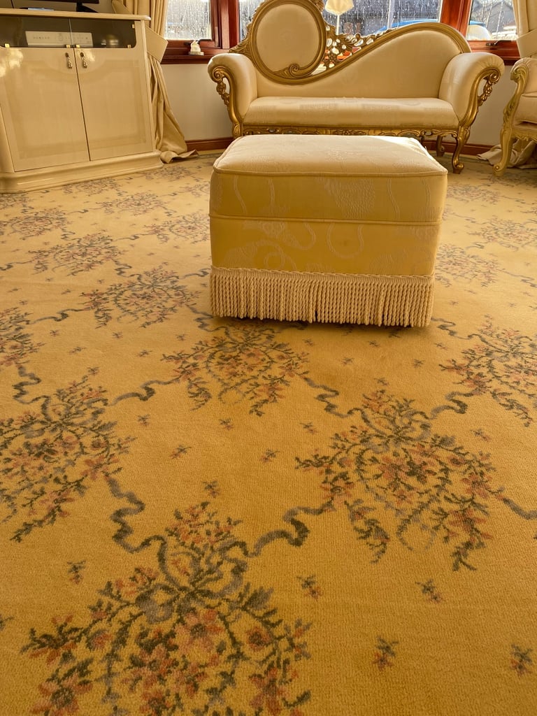 image for Footstool chair large pouffe cream on castors antique