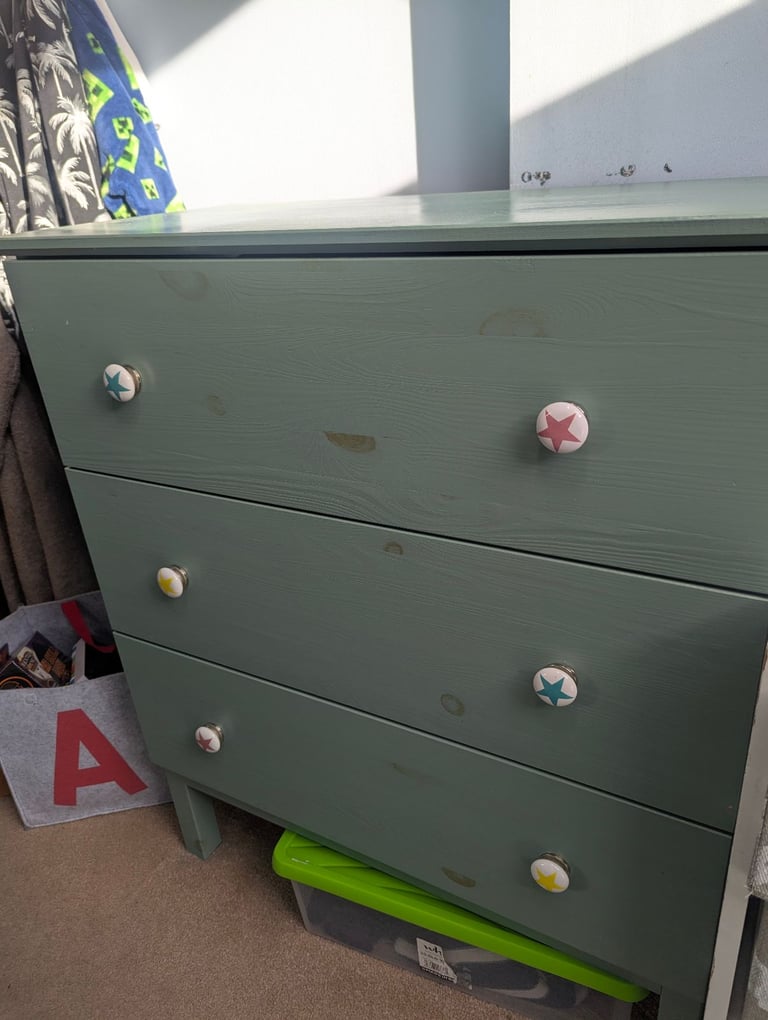 Beautiful Solid Pine IKEA Tarva Chest of Drawers + Bespoke Sliding Changing Table Top