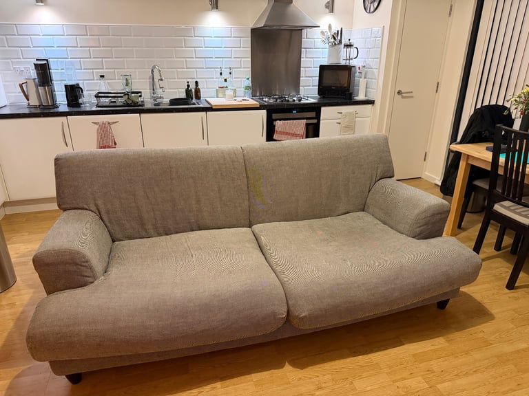 image for 3 Seater Fabric Sofa - Linen Stripey