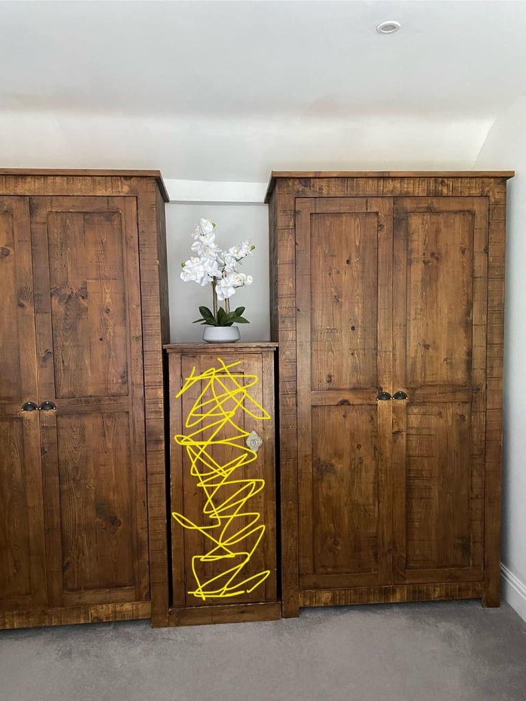 Pair of Tall Wardrobes-Custom Handmade Planed Solid Wood-7ft 6” Tall