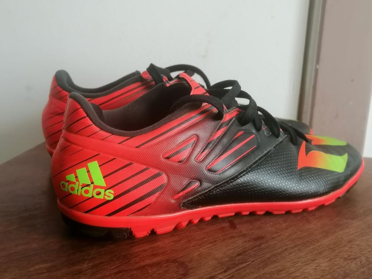 Adidas Messi Turf Soccer Shoes Green Black, red colour. Uk size - 9.