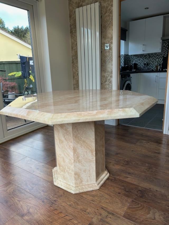 image for Dining Table and 4 Chairs - Marble Finish