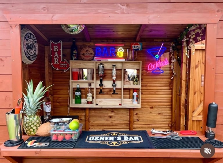 Garden Bar - Pent Shed with Hatch High Quality with Rubber Roof - Optics - Great for BBQ’s