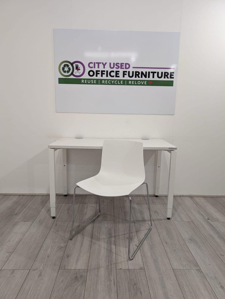 Haworth Height Adjustable Desk, White Top & Frame, W1200mm with Office Chair Delivery Nationwide