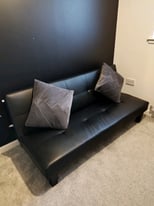 Fold down leather couch/bed (clic-clac) (collection only)